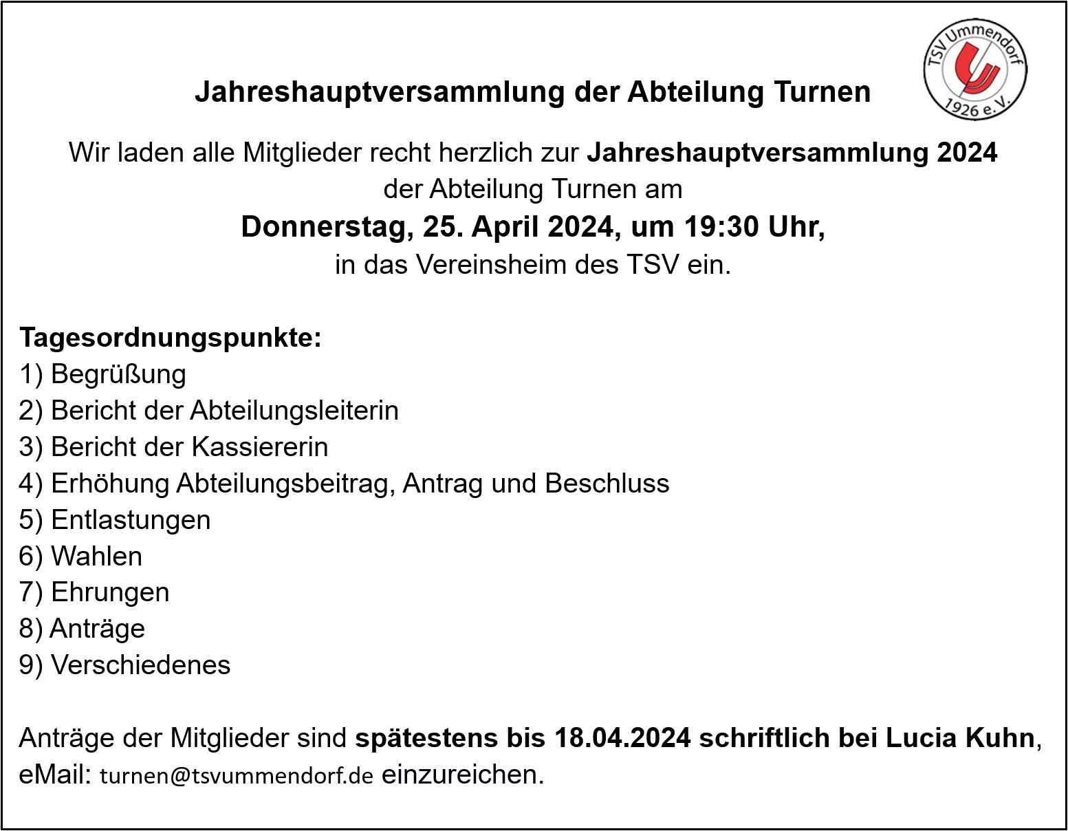 Jahreshauptversammlung 2024